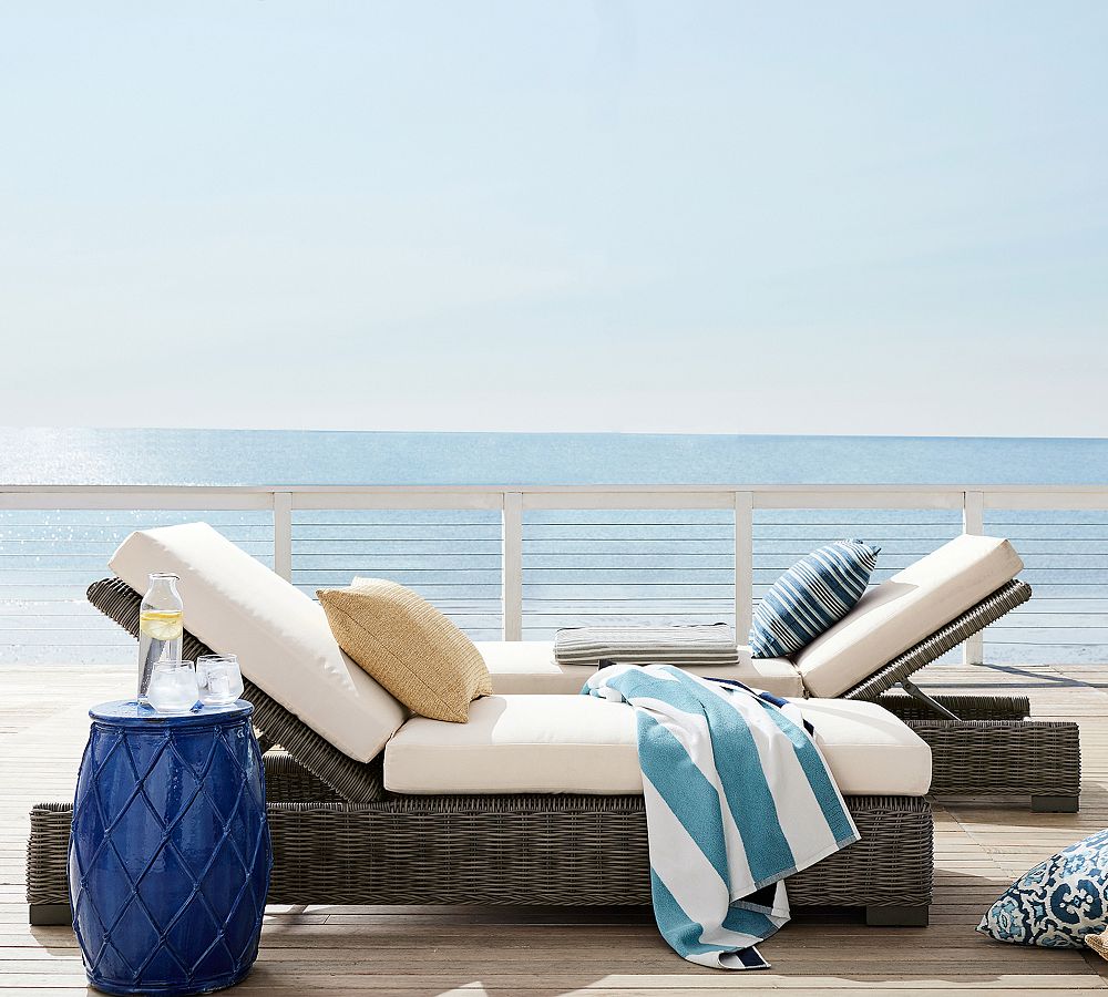 Huntington Wicker Outdoor Chaise Lounge | Pottery Barn