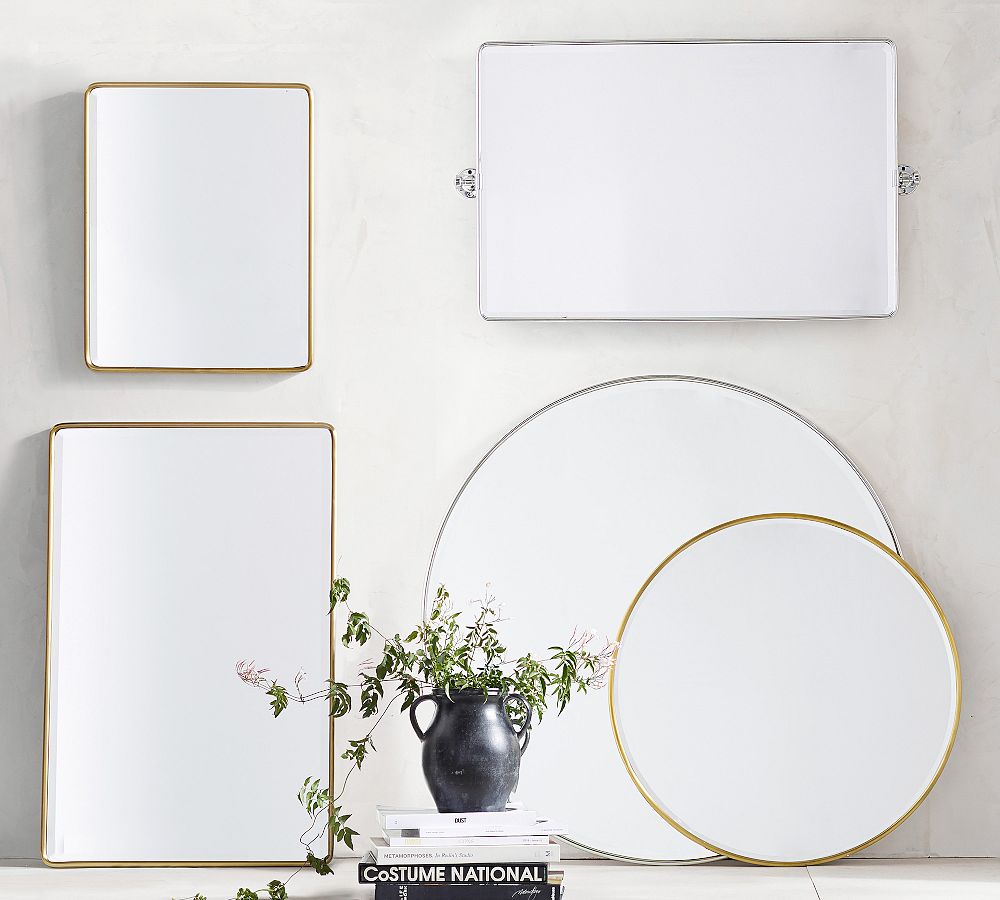 Open Box: Vintage Rounded Rectangular Mirror with French Cleat Mount