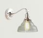 Vintage Glass Curved Arm Sconce (9'')