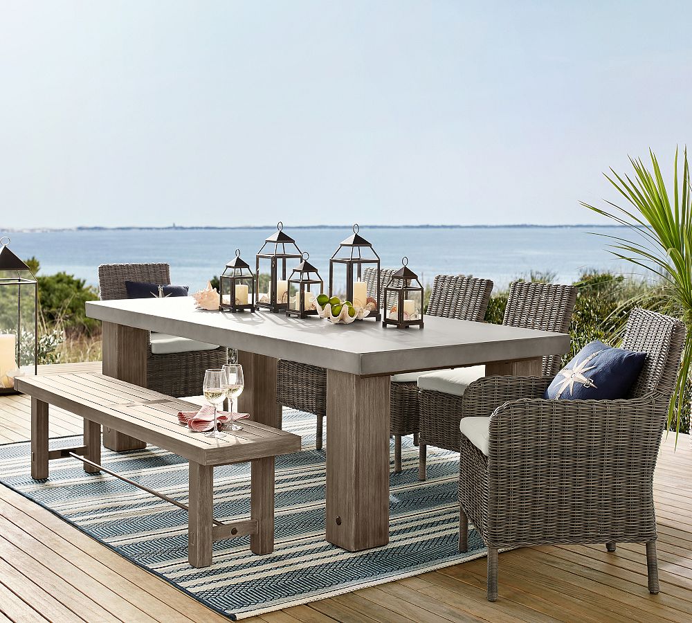 Abbott Concrete &amp; Acacia Chunky Leg Dining Table + Huntington Chair Dining Set