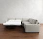 PB Comfort Modern Square Arm 3-Piece L-Shaped Wedge Sleeper Sectional (119&quot;)