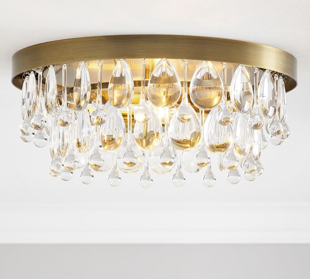 Open Box: Clarissa Modern Flush Mount, 15" - Vintage Brass