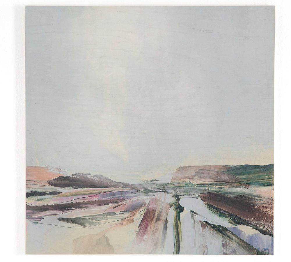Muted Landscape Print on Canvas with Natural Maple Frame