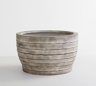 Artisan Hand Painted Earthenware Planter, Low Bowl - 19.5"diam.