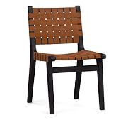 Fenton Leather Dining Side Chair, Black Frame, Vintage Caramel