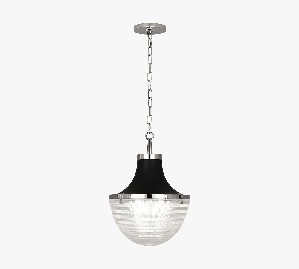 Contemporary Indoor/Outdoor Polished Nickel Glass Bowl Pendant