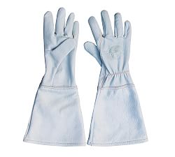 Goat Leather Gauntlent Gardening Gloves, Pearl Gray, Large