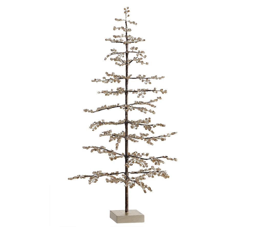 Open Box: Faceted Glass Mirror Tree, Large, 16.75" sq, 30.5" h - Smoke