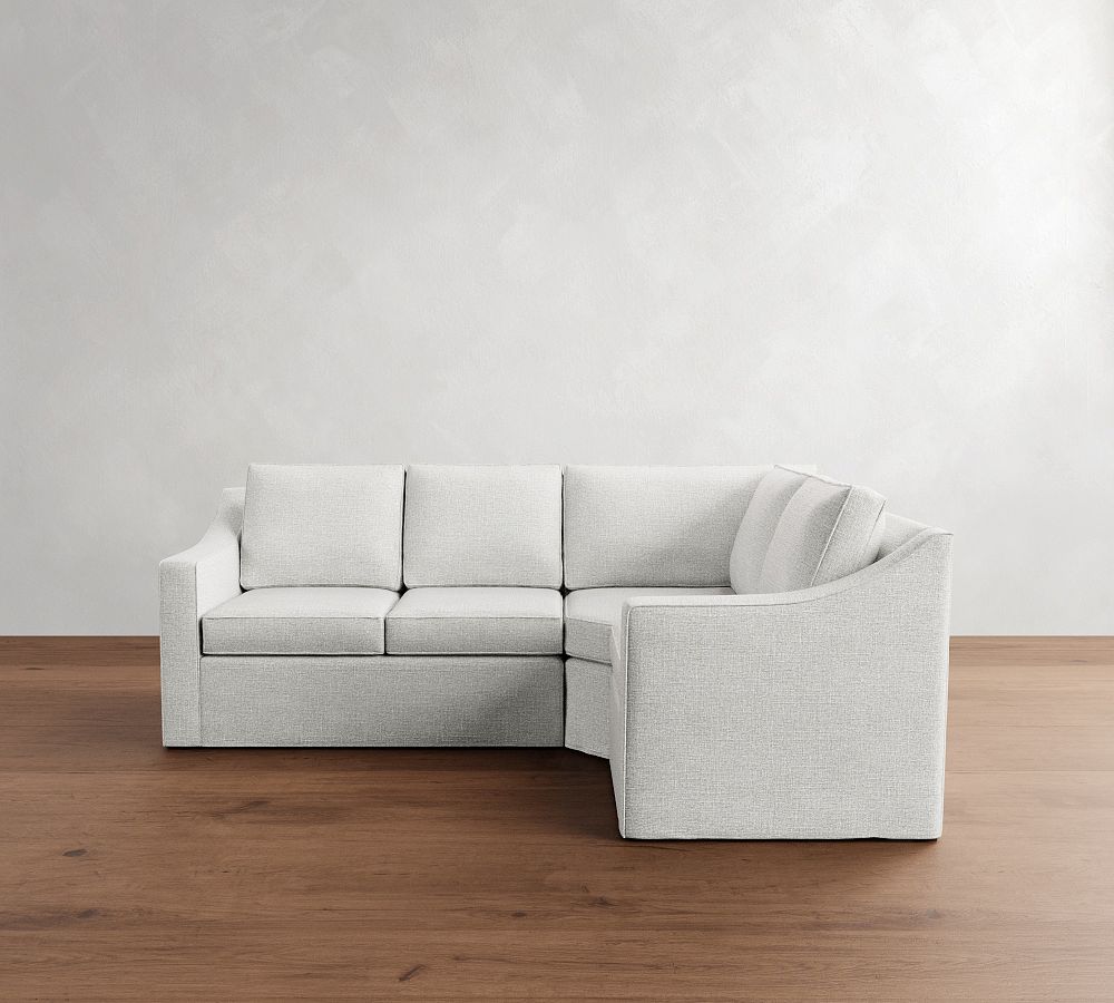 Cameron Slope Arm Slipcovered 3-Piece Wedge Sectional (106&quot;)