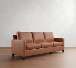 Cameron Square Arm Leather Sofa (62&quot;&ndash;97&quot;)