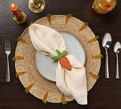 Handcrafted Carrot Round Placemat, Set of 4