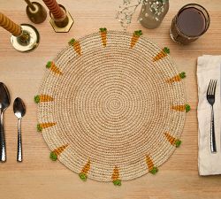 Handcrafted Carrot Round Placemat, Set of 4