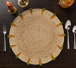 Handcrafted Carrot Round Placemat, Set of 4