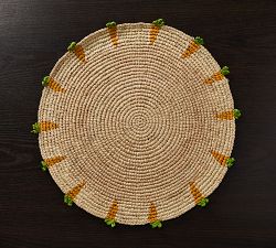 Handcrafted Carrot Round Placemat, Set of 4