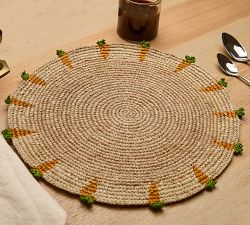Handcrafted Carrot Round Placemat, Set of 4