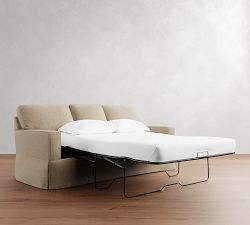 Buchanan Square Arm Slipcovered Sleeper Sofa with Memory Foam Mattress (78&quot;-84&quot;)