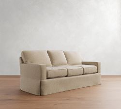 Buchanan Square Arm Slipcovered Sleeper Sofa with Memory Foam Mattress (78&quot;-84&quot;)