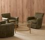 Irving Roll Arm Leather Swivel Chair