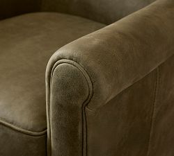 Irving Roll Arm Leather Swivel Chair