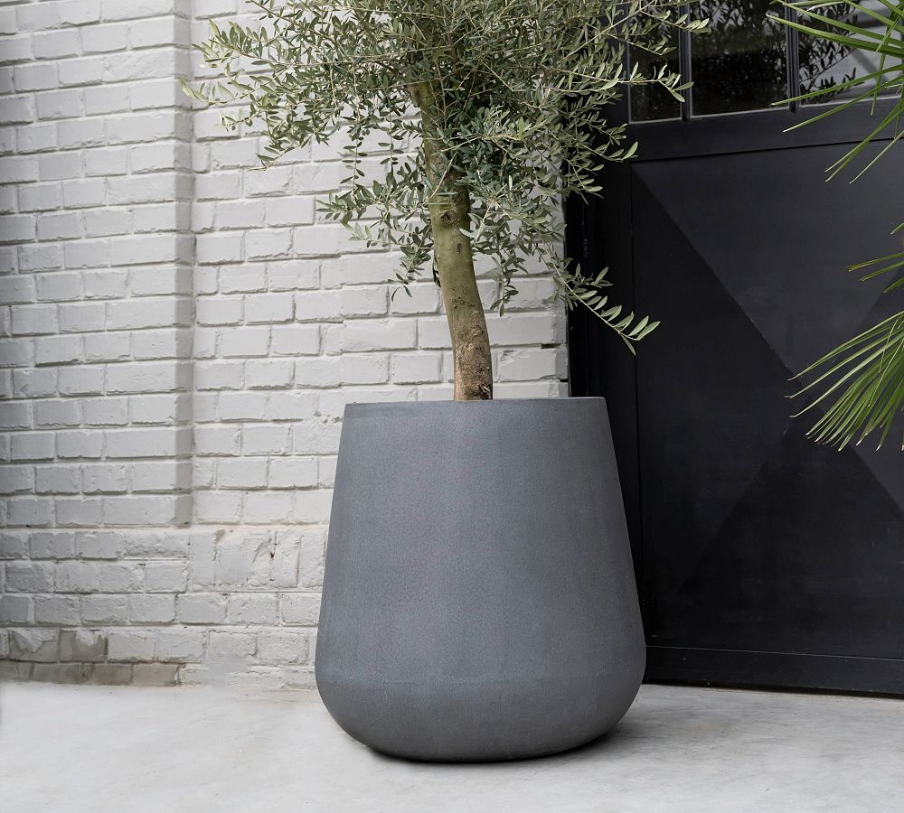 Lightweight Rounded Cylinder Fiberstone Planters