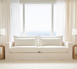 Westwood Square Arm Deep Seat Flange Edge Slipcovered Sofa (66&quot;-126&quot;)