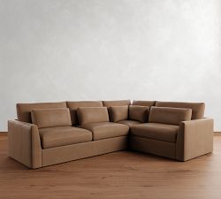 Westwood Fin Arm Deep Seat Leather 3-Piece Sectional