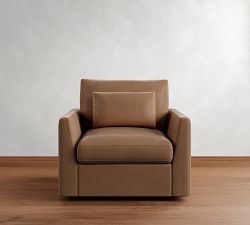 Westwood Fin Arm Deep Seat Leather Swivel Chair