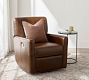 Irving Square Arm Leather Swivel Recliner