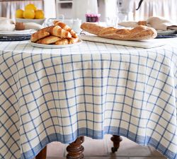 Windowpane Block Print Cotton Tablecloth