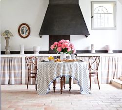 Windowpane Block Print Cotton Tablecloth