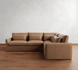 Westwood Fin Arm Deep Seat Leather 3-Piece Sectional