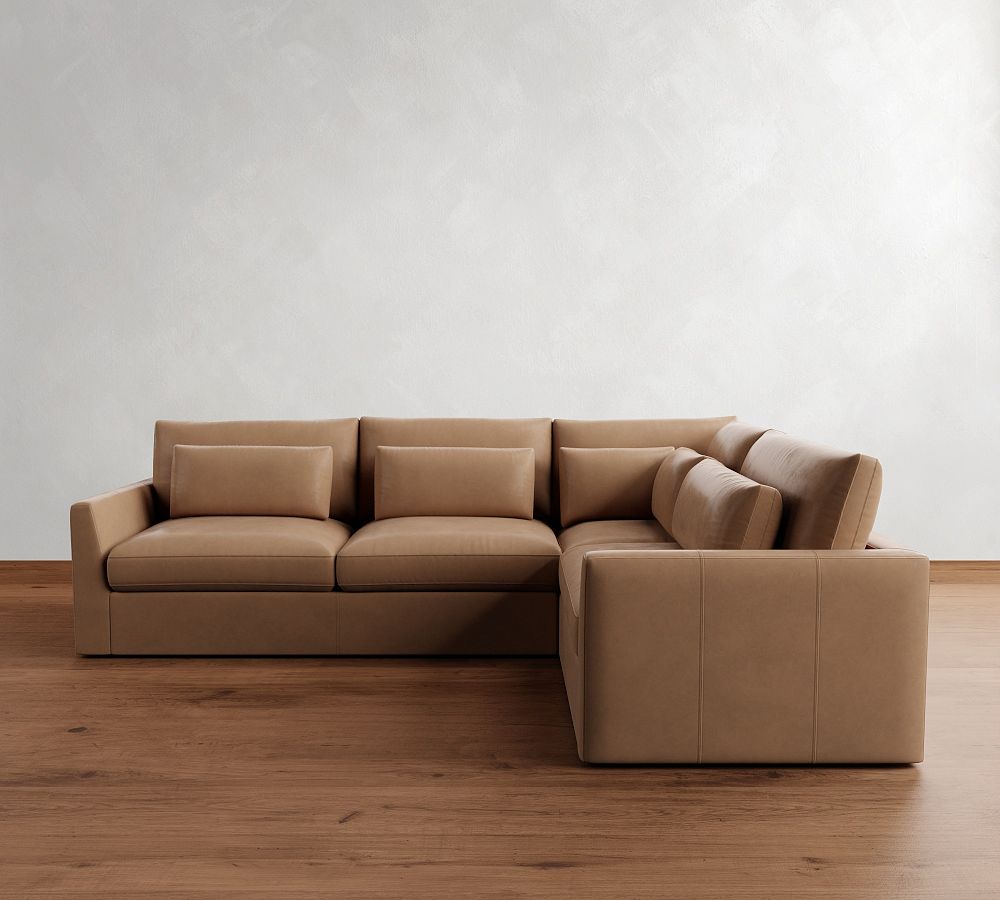 Westwood Fin Arm Deep Seat Leather 3-Piece Sectional