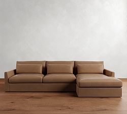 Westwood Fin Arm Deep Seat Leather Chaise Sectional