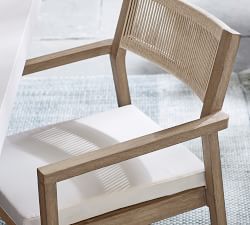 Indio Coastal Mahogany &amp; Rope Stackable Outdoor Dining Side &amp; Armchair