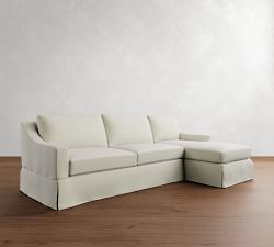 York Slope Arm Slipcovered Chaise Sectional (84&quot;&ndash;114&quot;)