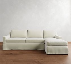 York Slope Arm Slipcovered Chaise Sectional (84&quot;&ndash;114&quot;)