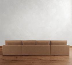 Westwood Fin Arm Deep Seat Leather Double Chaise Sectional