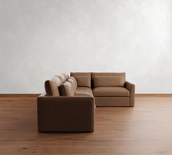 Westwood Fin Arm Deep Seat Leather 3-Piece Sectional