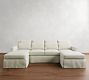 York Square Arm Deep Seat Slipcovered Double Chaise Sectional (107&quot;&ndash;127&quot;)