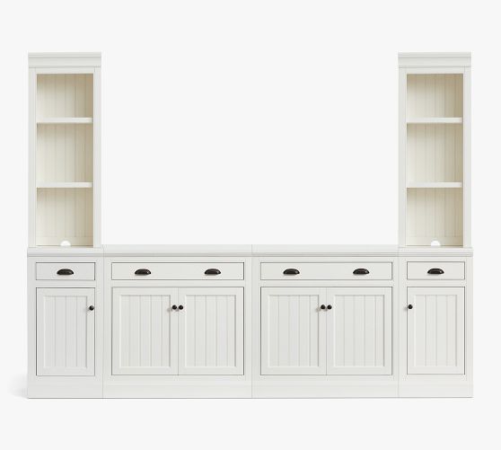 Aubrey Open Media Suite with Single Closed Doors - Dutch White