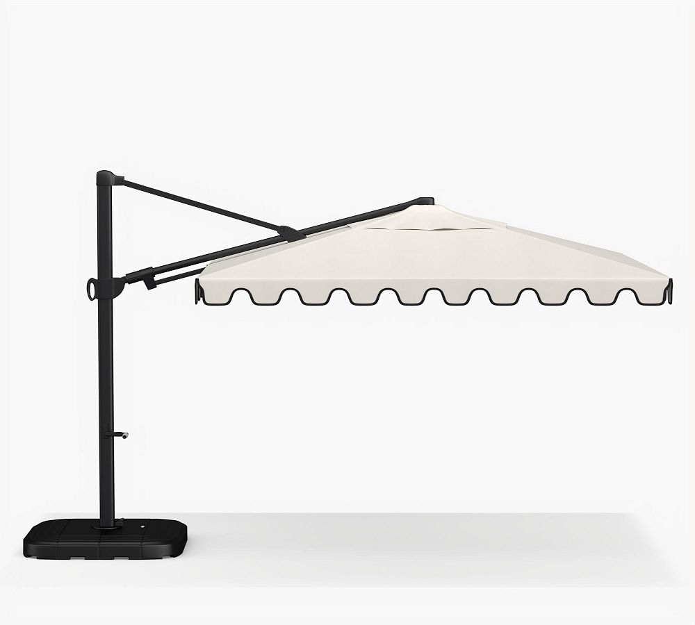 Premium 10' Square Portofino Cantilever Outdoor Patio Umbrella - Rustproof Aluminium Frame with Base