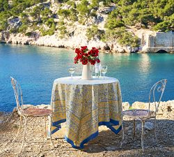 La Mer Block Print Cotton Table Throw