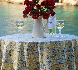 La Mer Block Print Cotton Table Throw