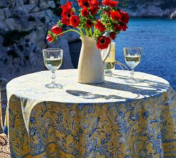 La Mer Block Print Cotton Table Throw