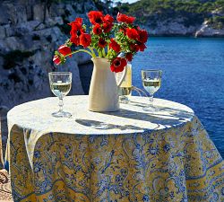 La Mer Block Print Cotton Table Throw