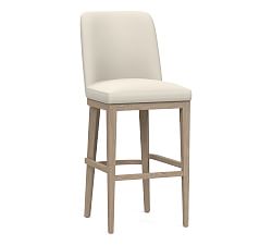 Open Box: Layton Leather Bar Height Stool, Seadrift Leg, Signature Chalk