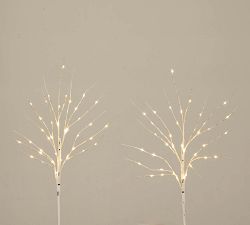 Faux Lit White Birch Branches &amp; Garland