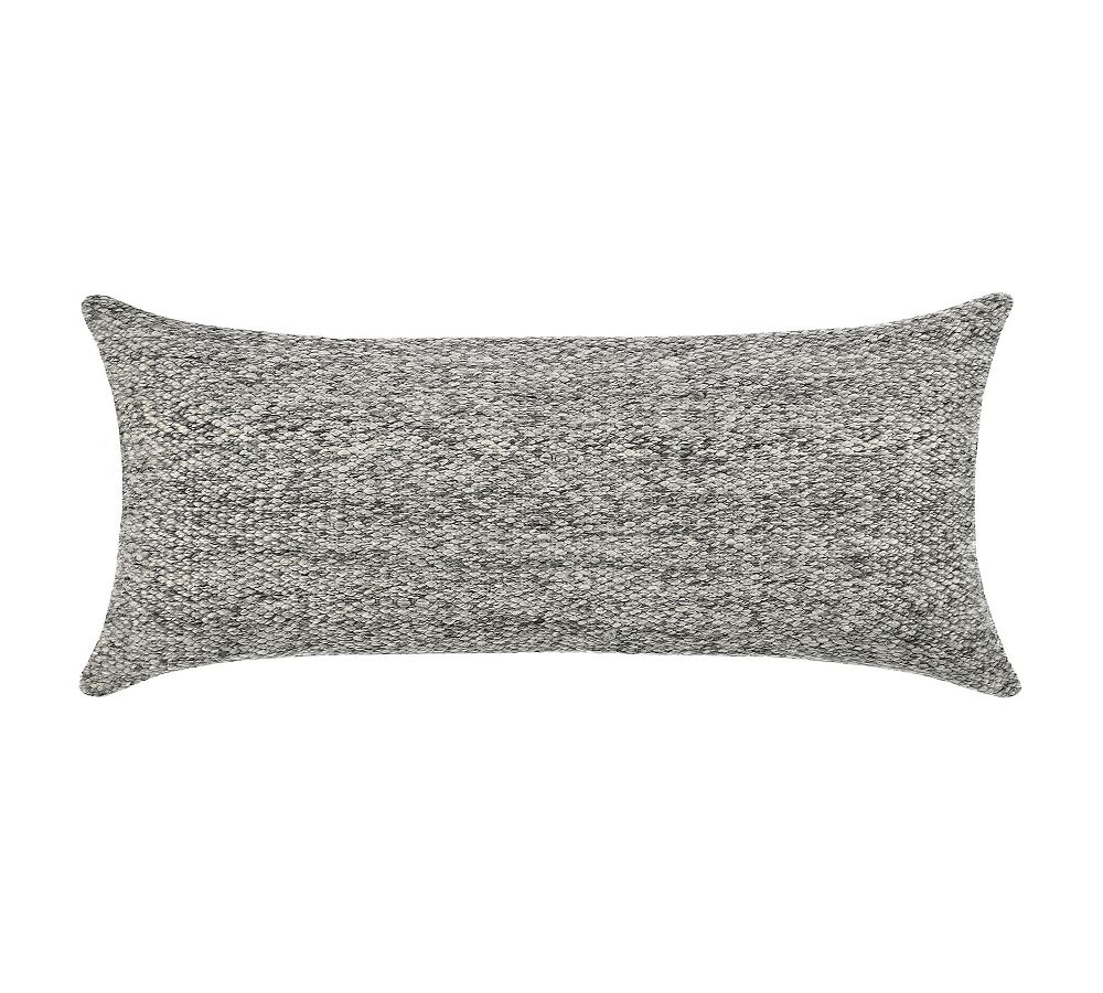 Gray Handwoven Recycled Plastic Lumbar Pillow, 16" x 36"