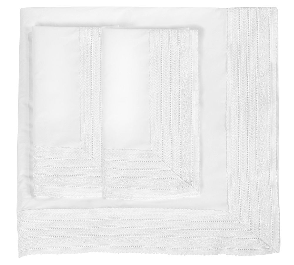 Lylah Cotton Percale Embroidered Duvet Cover Set