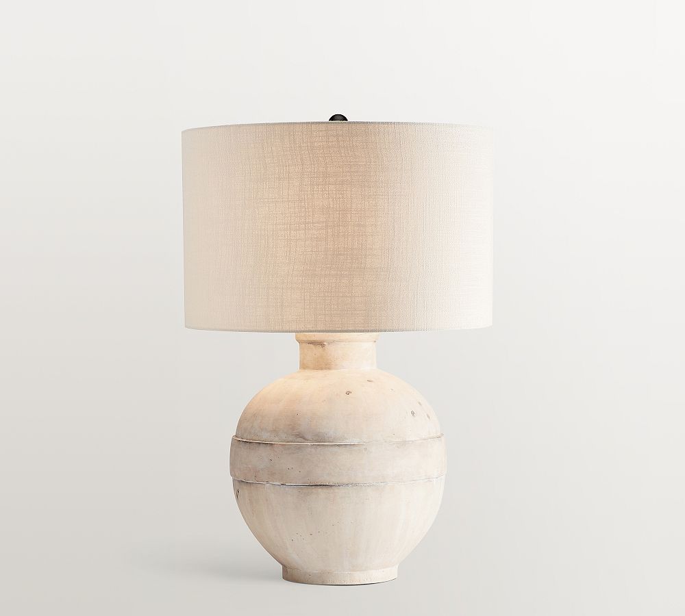 Open Box: Faris Ceramic Table Lamp, 16"H Small - Ivory, Lamp Base Only
